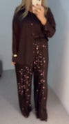 Women's Lapel Long Sleeve Sequin Fashion Suit