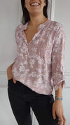 Women's V-neck Mid-sleeve Printed Casual Top