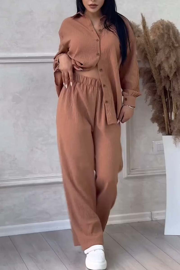 Casual solid color two-piece set