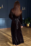 Women's Elegant V-neck Sparkling Velvet Puff-sleeved Long Dress