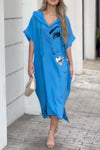 Women's casual hooded cotton and linen dress