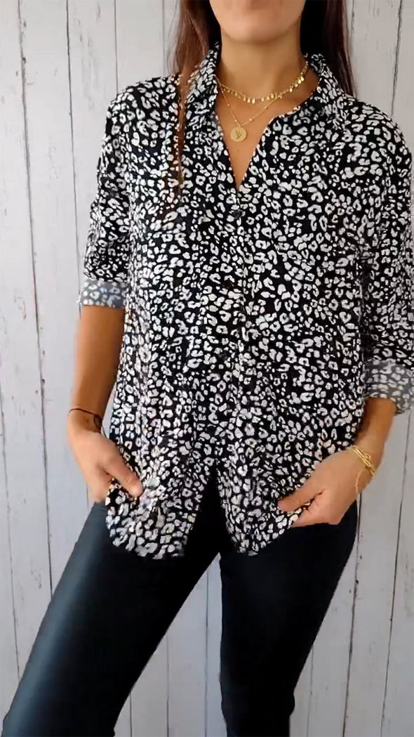 Lapel Single-breasted Spotted Printed Shirt