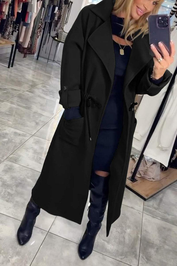 Women's Casual Lapel Long Trench Coat