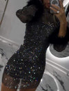 Women's Round Neck Sequin Sexy Party Mini Dress