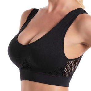 Women's Mesh Perforated Sports Bra Sports No Underwire Wrap Bra