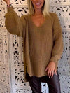 Women's V-neck Solid Color Knitted Top