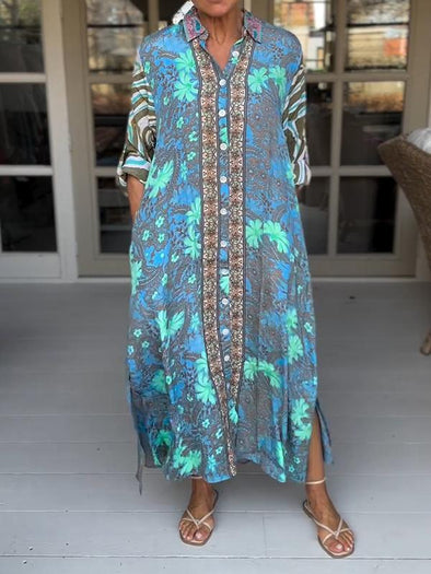 Casual Lapel Loose Printed Dress