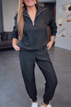 Women's Casual Striped Lapel Track Pants Suit