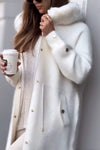 Women's Winter Solid Color Zip-up Hooded Warm Coat