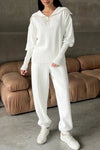 Women's solid color knitted pullover trousers set