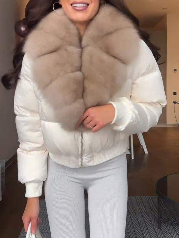 Women's Fur Large Lapel Zipper Casual Cotton Coat