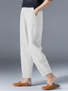 Women's Slacks Baggy Cropped  Ankle-Length Linen Pocket Elastic Mid Waist Pants