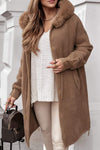 Women's Winter Solid Color Zip-up Hooded Warm Coat