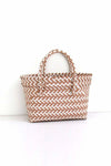 Candy color woven tote bag plastic woven beach bag