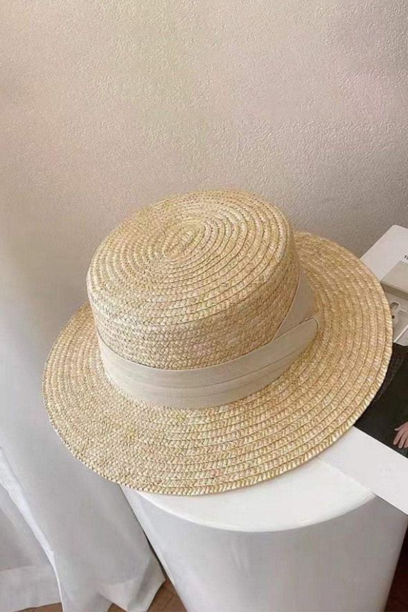 Flat top woven straw hat