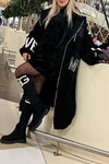 Women's Casual Warm Sleeve Knitted Splicing Letter Printed Jacket