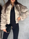 Women's Fur Zipper Lapel Fashion Short Coat