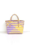 Candy color woven tote bag plastic woven beach bag