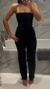 Women's Rhinestone Tube Top Slim Jumpsuit