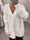 Women's V-neck Beaded Button Sweater