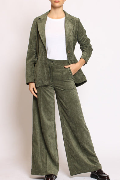 Women's Casual Solid Color Corduroy Lapel Two-piece Suit