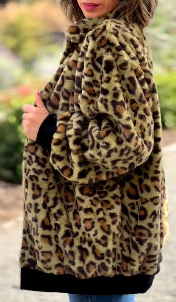 Women's Lapel Zipper Leopard Print Jacket