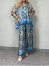 Women's Round Neck Printed Chiffon Suit