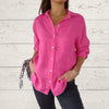 Women's Solid Color Button-down Cotton Linen Blouse Cardigan Shirt