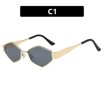 Gold Metal Full Rim Frame Sunglasses