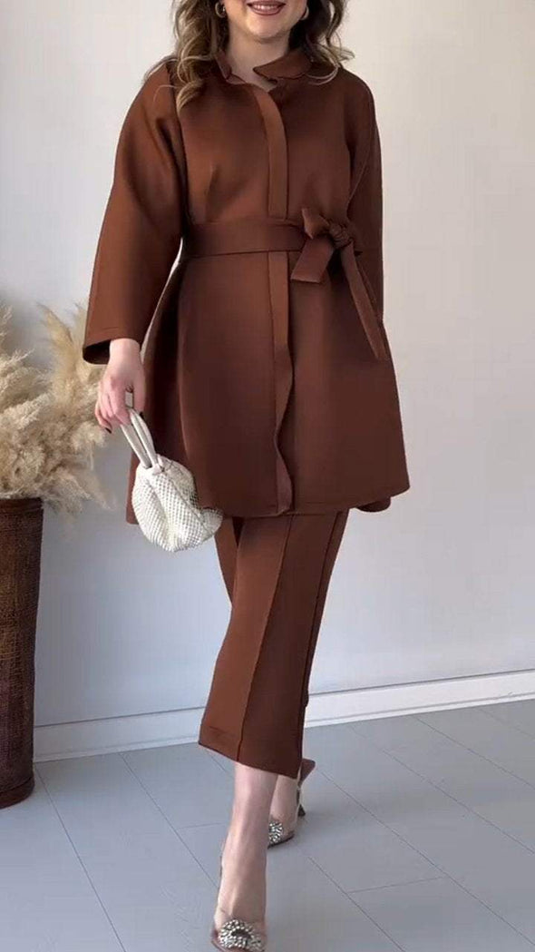 Women's Long-sleeved Blouse Two-piece Suit