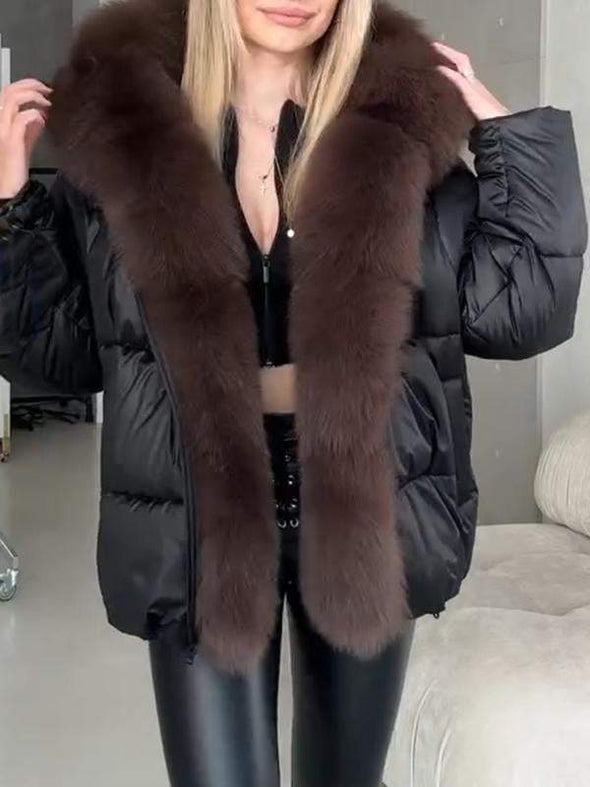 Women's Fur Hooded Fashionable Cotton Coat