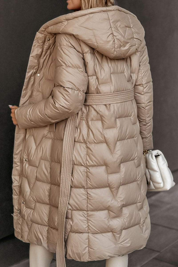 Women's Winter Mid-length Zipper Hooded Warm Coat