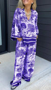 V-neck Printed Long-sleeved Casual Suit