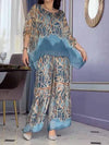 Women's Round Neck Printed Chiffon Suit