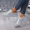 Women's Sequined Flat Round Toe Low-top Sneakers