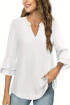 Women's Casual V-neck Solid Color Chiffon T-shirt