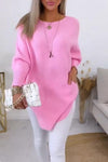 Women's Casual Solid Color Round Neck Irregular Hem Sweater