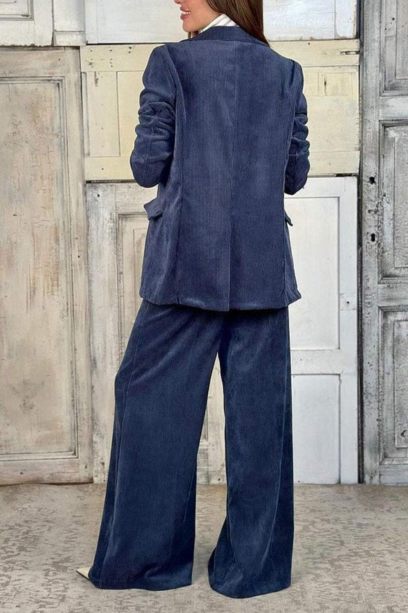 Women's Casual Lapel Corduroy Two-piece Suit