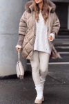 Women's Winter Solid Color Zip-up Hooded Warm Coat