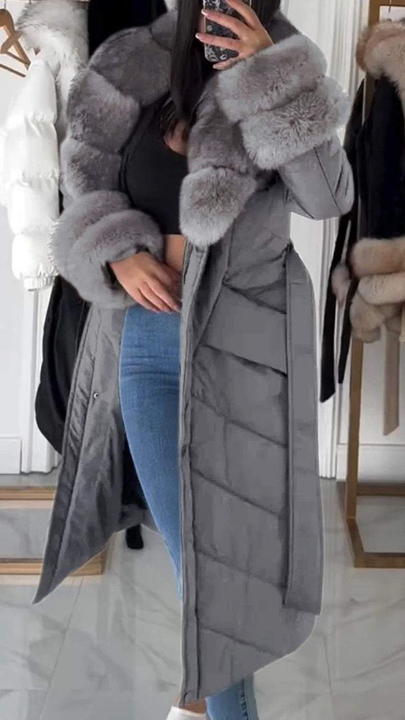 Women's Furry Long Warm Casual Cotton Coat