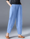 Women's Slacks Baggy Cropped  Ankle-Length Linen Pocket Elastic Mid Waist Pants