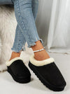 Women's Fashionable Solid Color Platform Slippers with Fur Lining Shoes