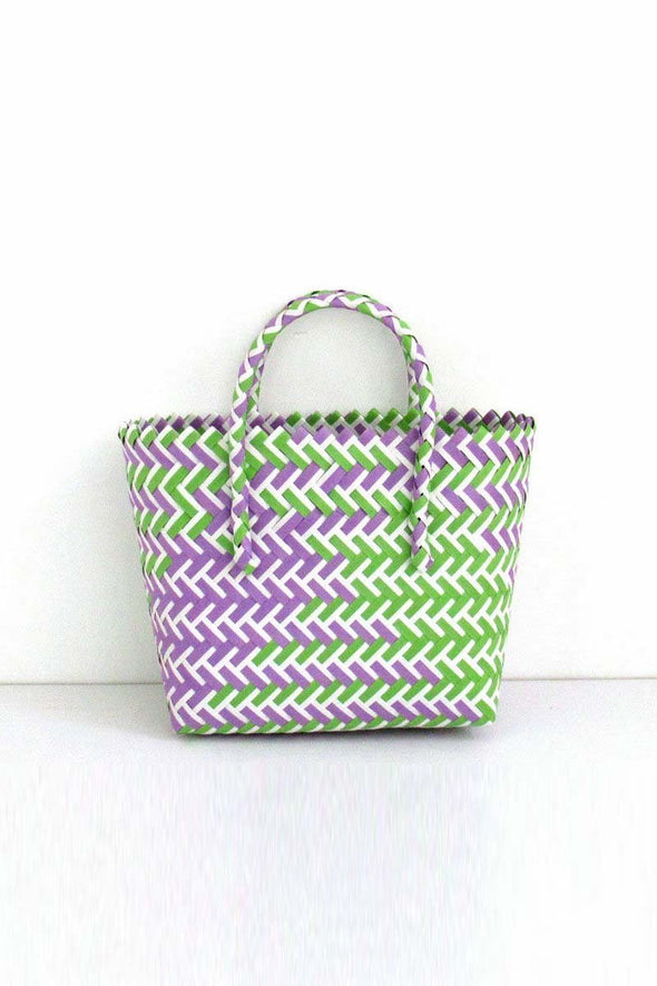 Candy color woven tote bag plastic woven beach bag