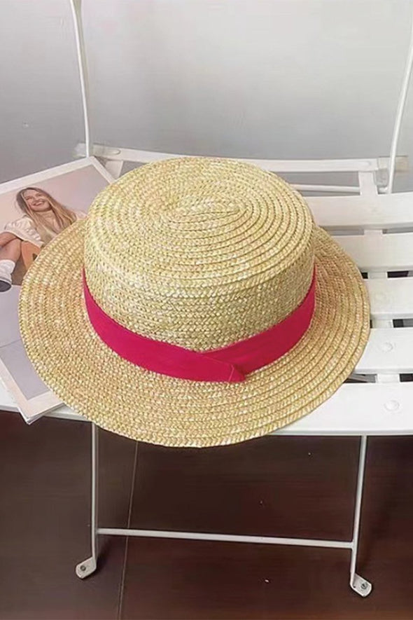 Flat top woven straw hat