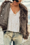 Women's Fashionable Solid Color Lapel Faux Fur Winter Short Coat