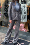 Women's Casual Solid Color Lapel Sequined Two-piece Suit