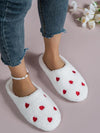 Women Heart Decor Fuzzy Home Slippers