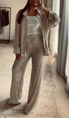 Women's Casual Lapel Sequined Two-piece Suit