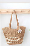 Large Capacity Tote Bag Lined Hollow Wave Beach Women's Bag