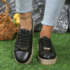 Round Toe Lace-up Mid-heel Platform Shoes